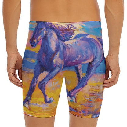 Sunset Horse Painting Print Men's Long Boxer Briefs