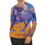 Sunset Horse Painting Print Men's Long Sleeve Rash Guard