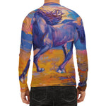 Sunset Horse Painting Print Men's Long Sleeve Rash Guard