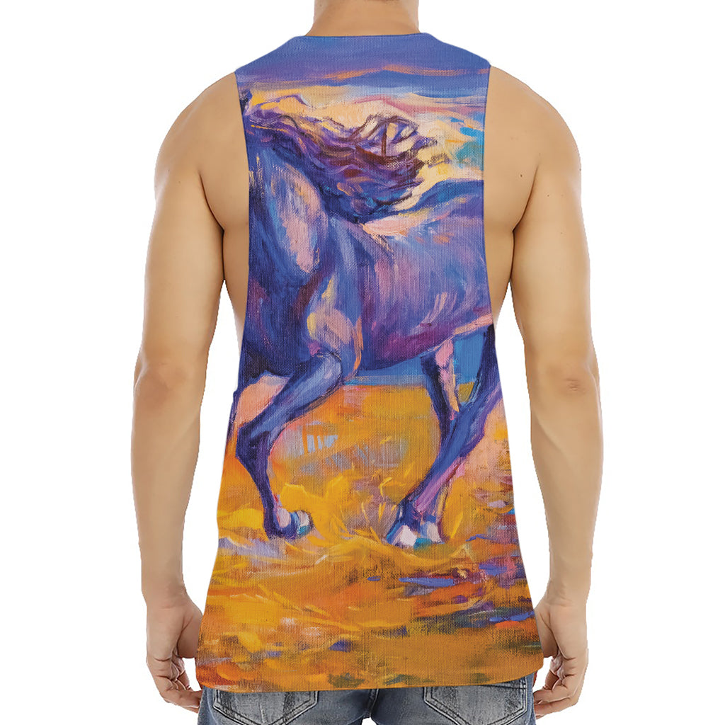 Sunset Horse Painting Print Men's Muscle Tank Top
