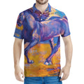 Sunset Horse Painting Print Men's Polo Shirt
