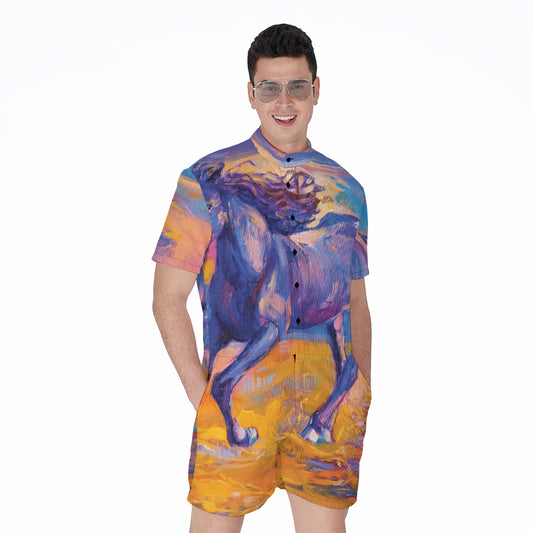 Sunset Horse Painting Print Men's Rompers