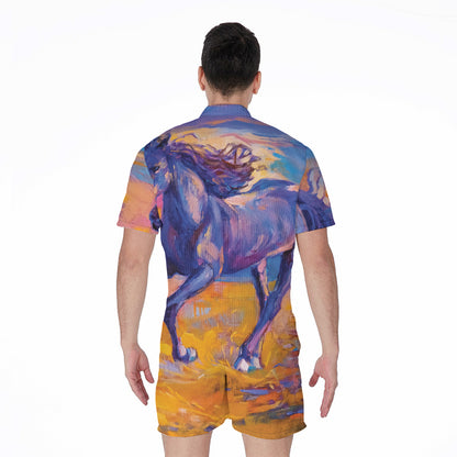 Sunset Horse Painting Print Men's Rompers