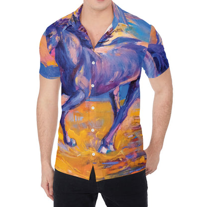 Sunset Horse Painting Print Men's Shirt