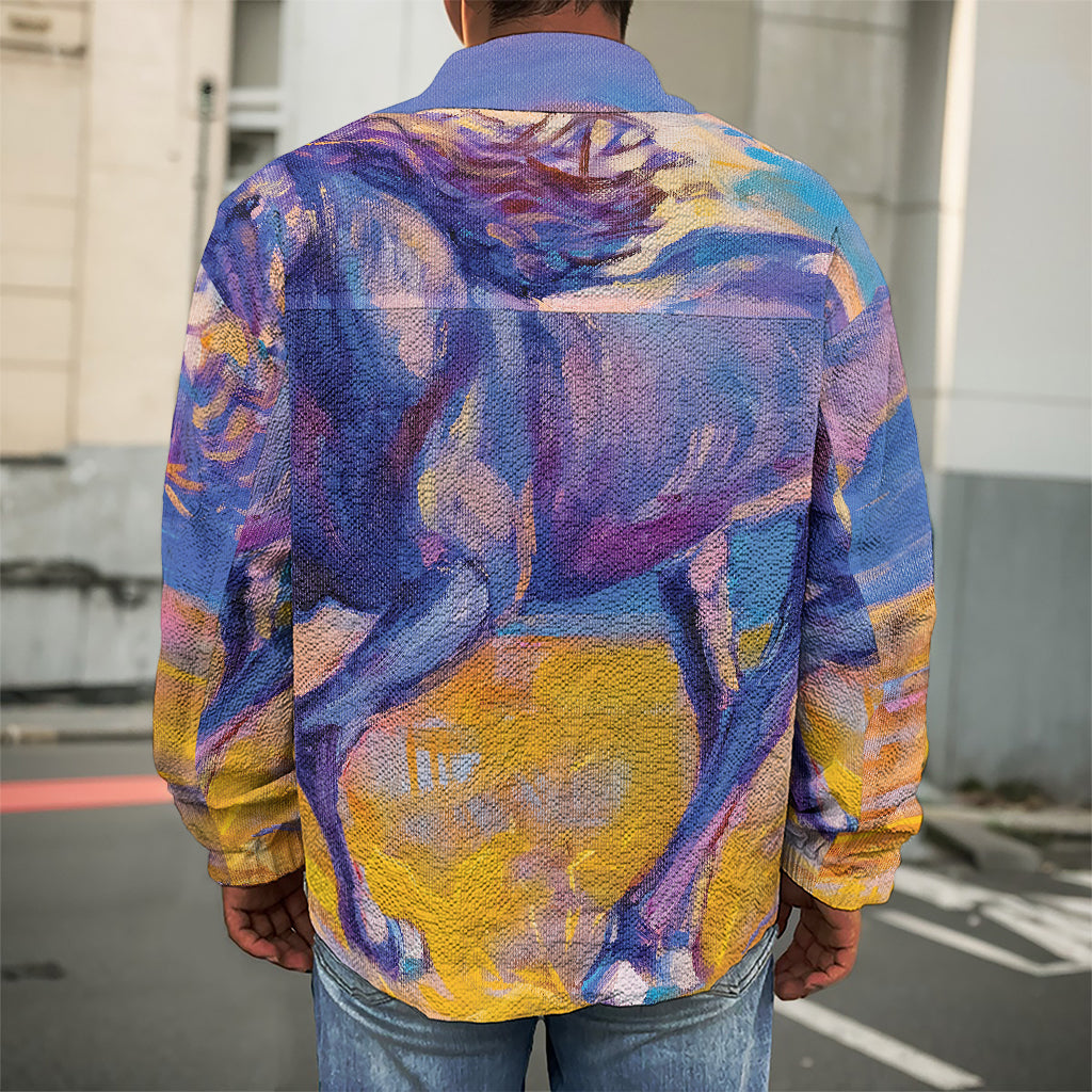 Sunset Horse Painting Print Men's Shirt Jacket