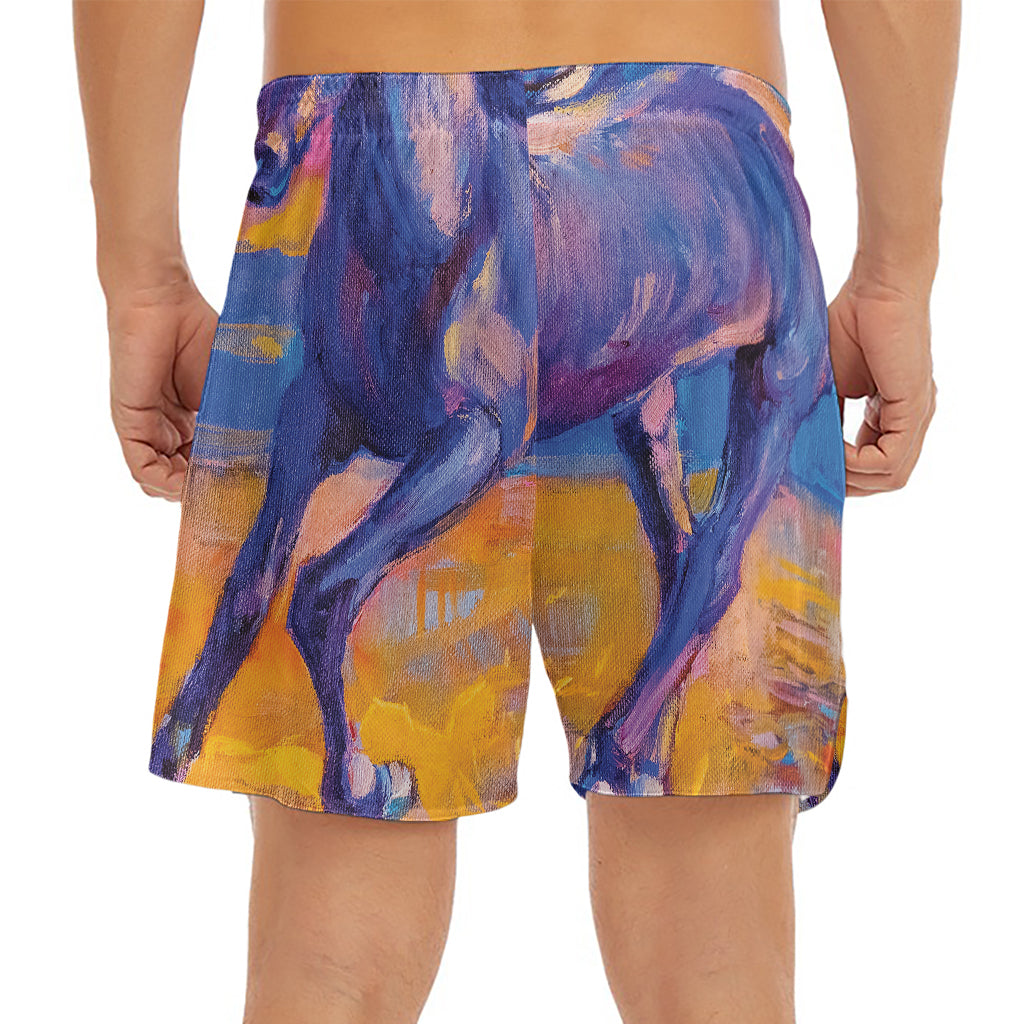 Sunset Horse Painting Print Men's Split Running Shorts