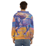 Sunset Horse Painting Print Men's Velvet Pullover Hoodie