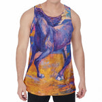 Sunset Horse Painting Print Men's Velvet Tank Top