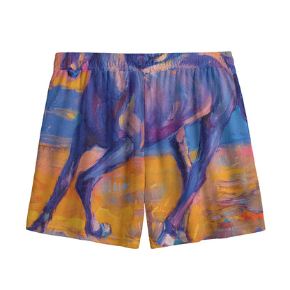 Sunset Horse Painting Print Mesh Shorts