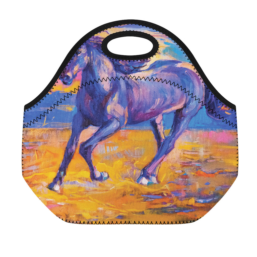 Sunset Horse Painting Print Neoprene Lunch Bag