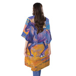 Sunset Horse Painting Print Open Front Beach Cover Up