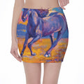Sunset Horse Painting Print Pencil Mini Skirt