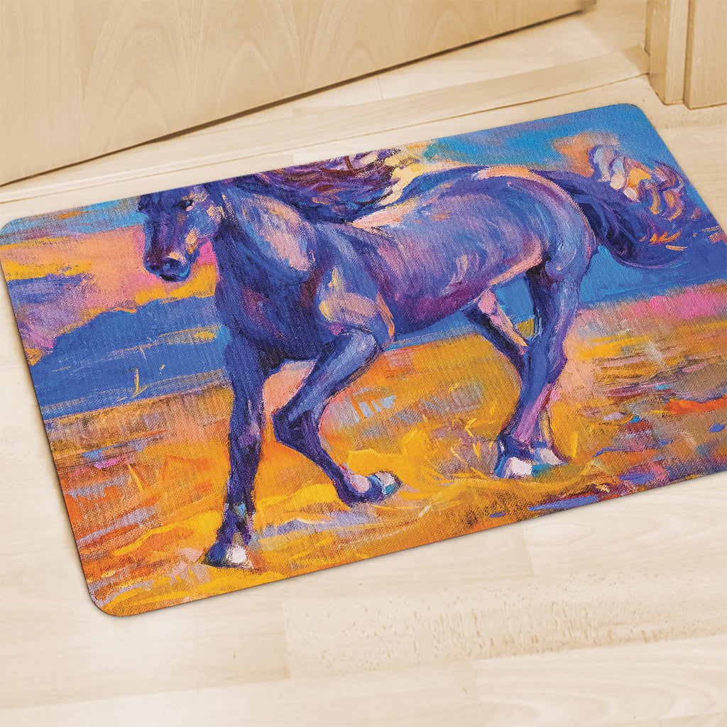 Sunset Horse Painting Print Polyester Doormat