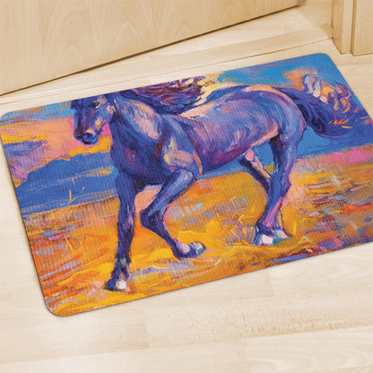Sunset Horse Painting Print Polyester Doormat