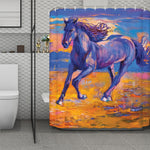 Sunset Horse Painting Print Polyester Shower Curtain
