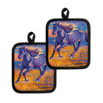 Sunset Horse Painting Print Pot Holders