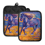 Sunset Horse Painting Print Pot Holders With Pocket