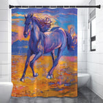 Sunset Horse Painting Print Premium Shower Curtain