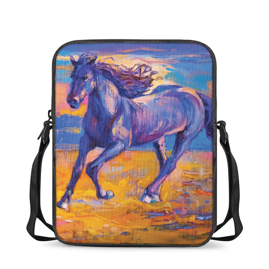 Sunset Horse Painting Print Rectangular Crossbody Bag