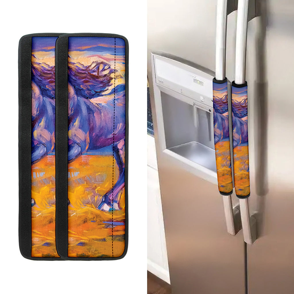 Sunset Horse Painting Print Refrigerator Handle Covers