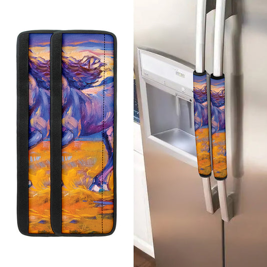 Sunset Horse Painting Print Refrigerator Handle Covers