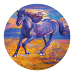 Sunset Horse Painting Print Round Blanket