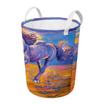 Sunset Horse Painting Print Round Laundry Basket