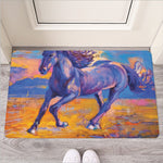 Sunset Horse Painting Print Rubber Doormat
