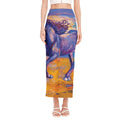 Sunset Horse Painting Print Side Slit Maxi Skirt