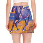 Sunset Horse Painting Print Side Slit Mini Skirt