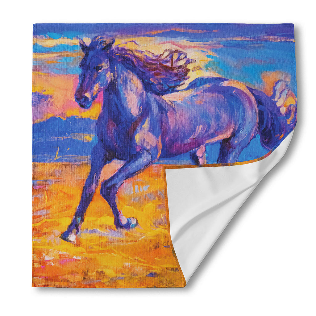 Sunset Horse Painting Print Silk Bandana