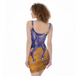 Sunset Horse Painting Print Sleeveless Bodycon Dress