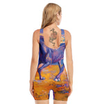 Sunset Horse Painting Print Sleeveless One Piece Swimsuit