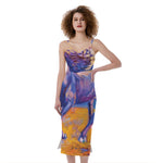 Sunset Horse Painting Print Slim Fit Midi Cami Dress