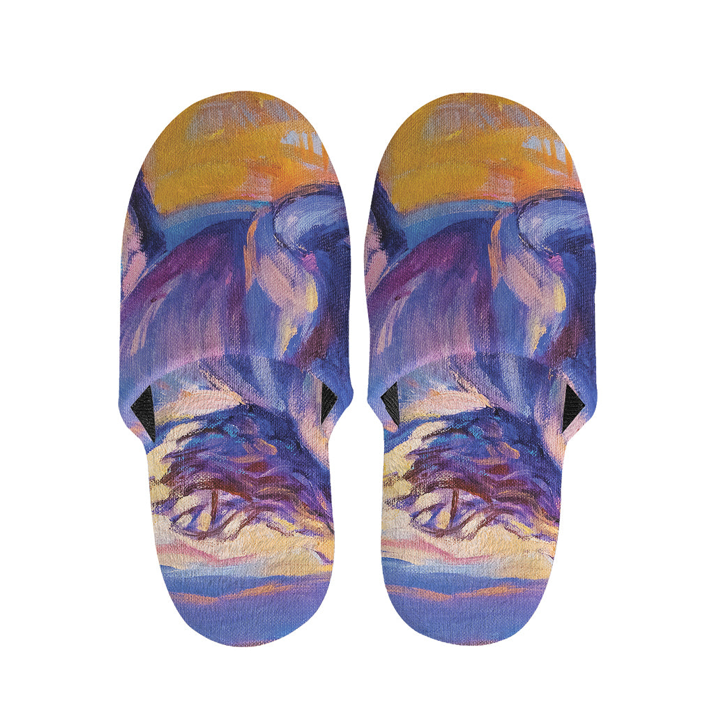 Sunset Horse Painting Print Slippers