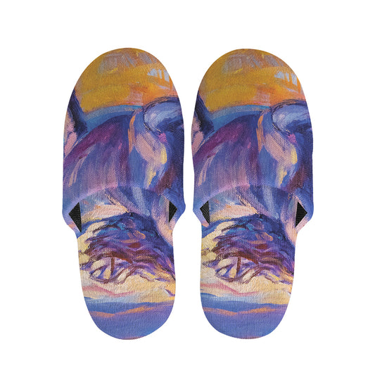 Sunset Horse Painting Print Slippers