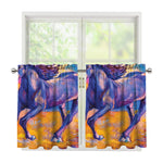 Sunset Horse Painting Print Tier Curtains