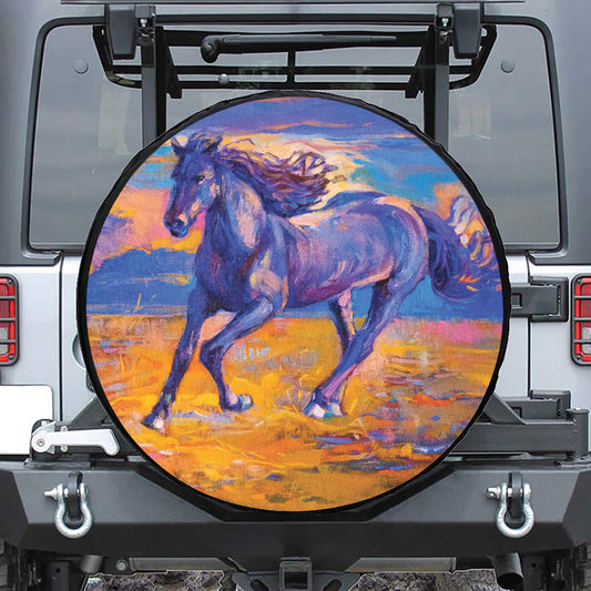 Sunset Horse Painting Print Tire Cover