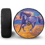 Sunset Horse Painting Print Tire Cover With Camera Hole