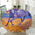 Sunset Horse Painting Print Waterproof Round Tablecloth