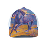 Sunset Horse Painting Print White Mesh Trucker Cap