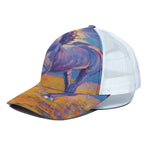 Sunset Horse Painting Print White Mesh Trucker Cap