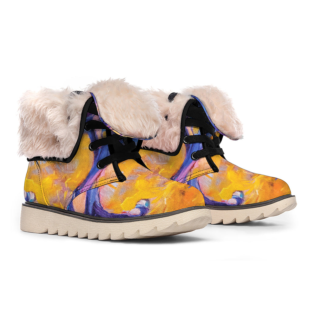 Sunset Horse Painting Print Winter Boots