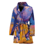 Sunset Horse Painting Print Women's Bathrobe
