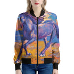 Sunset Horse Painting Print Women's Bomber Jacket
