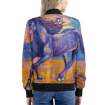 Sunset Horse Painting Print Women's Bomber Jacket