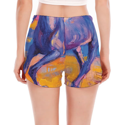 Sunset Horse Painting Print Women's Split Running Shorts