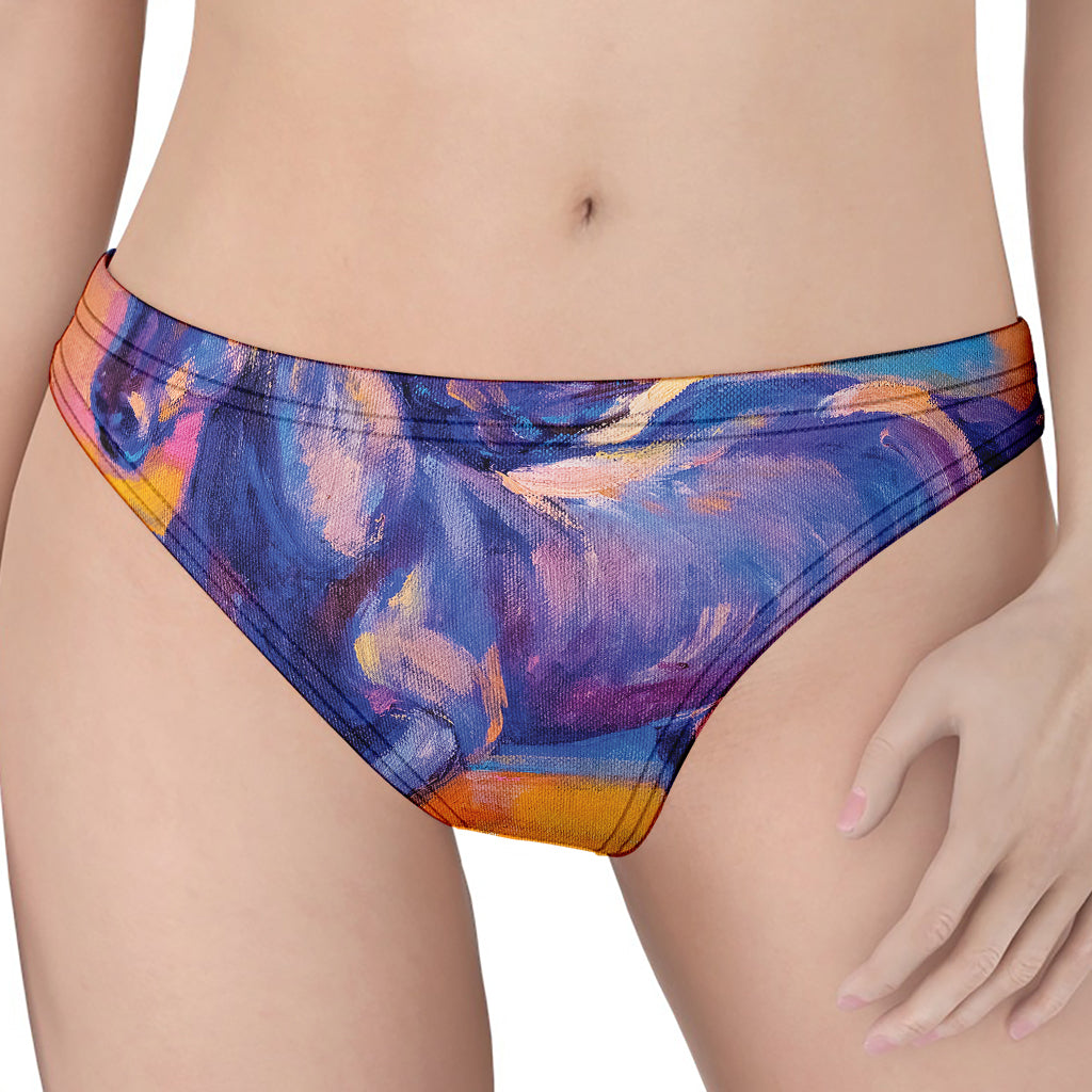 Sunset Horse Painting Print Women's Thong