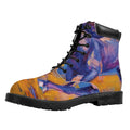 Sunset Horse Painting Print Padded Collar Lace Up Boots