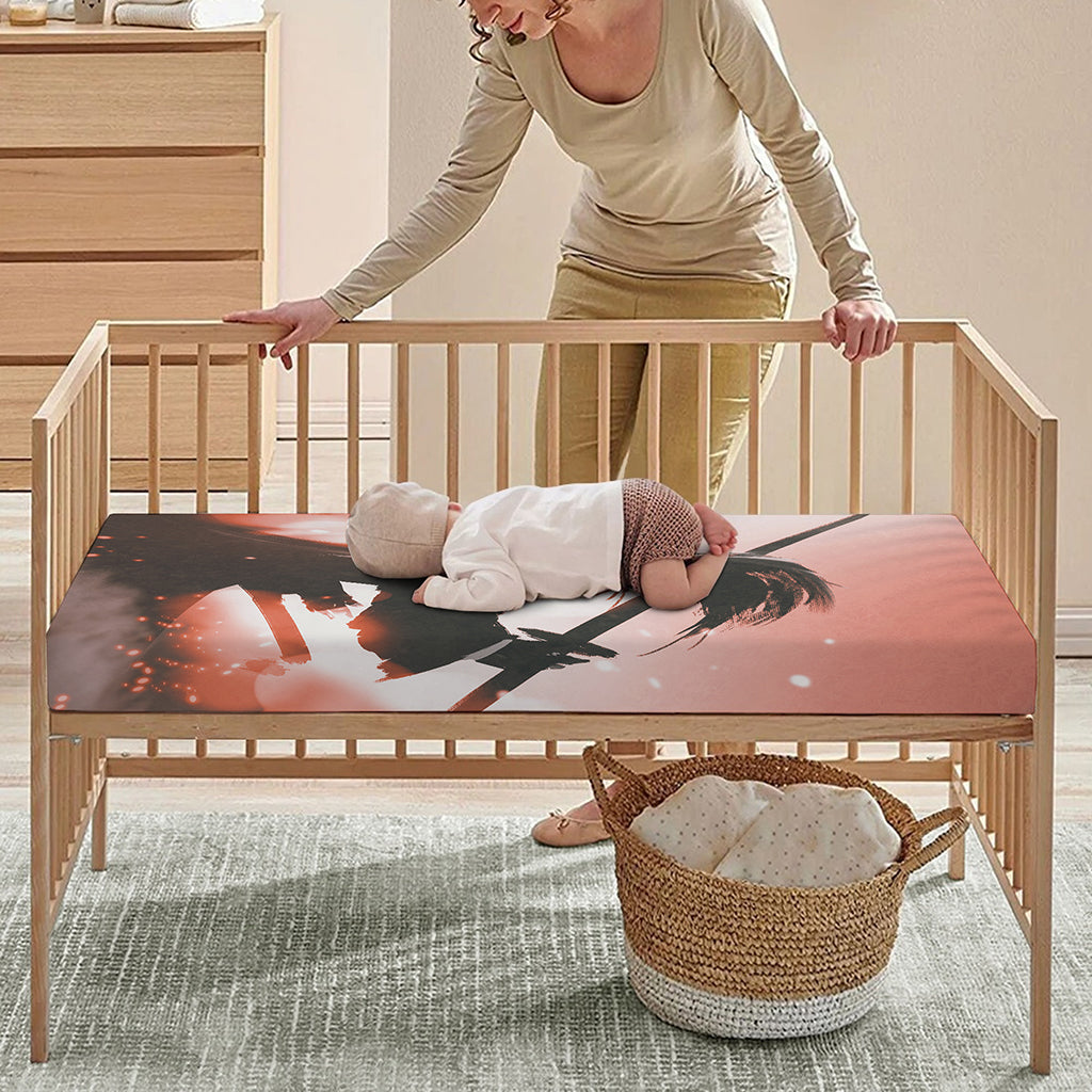 Sunset Japanese Samurai Print Baby Crib Sheet
